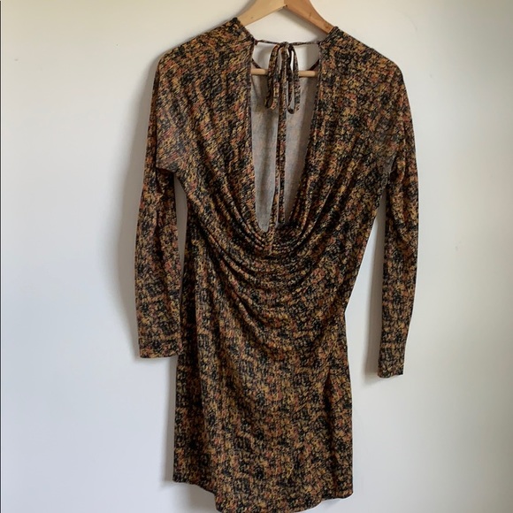 Multicolor dress with low back & tie - Picture 2 of 4